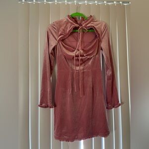 Dolls Kill Blush Velvet Long Sleeve Dress